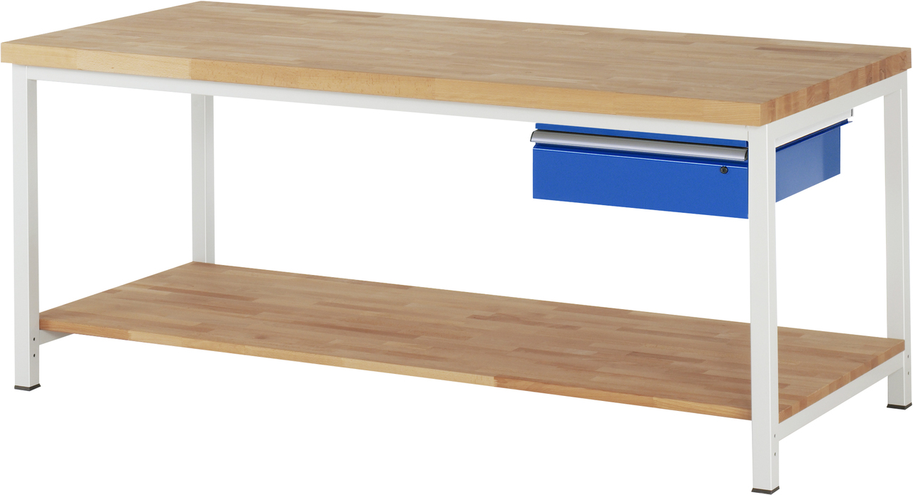 Werkbank fixe Höhe, B 2000xT 900xH 840mm, Buche-Massiv-Platte 40mm