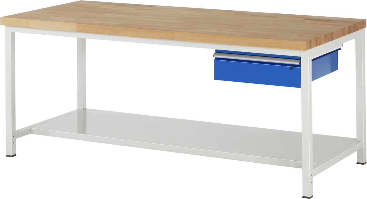 Werkbank fixe Höhe, B 2000xT 900xH 840mm, Buche-Massiv-Platte 40mm