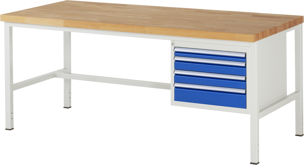 Werkbank Modell 8132, B 2000xT 900xH 840mm, Buche-Massiv-Platte 40mm