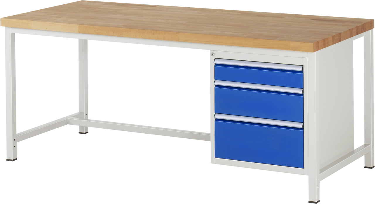 Werkbank Modell 8159, B 2000xT 900xH 840mm, Buche-Massiv-Platte 40mm