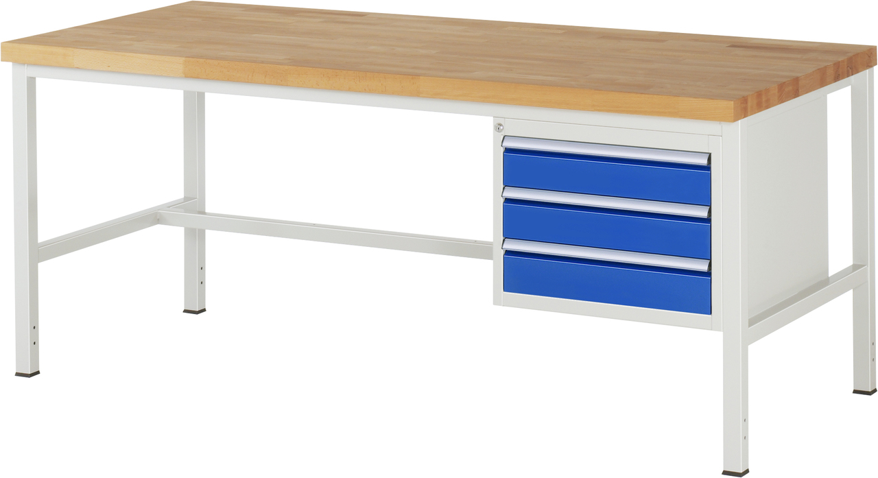 Werkbank Modell 8127, B 2000xT 900xH 840mm, Buche-Massiv-Platte 40mm