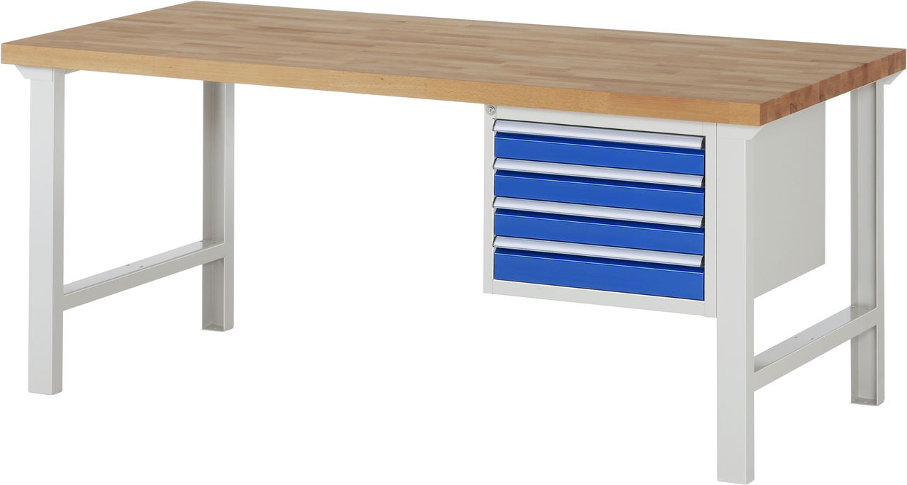 Werkbank Modell 7000, B 2000 x T 900 x H 840 mm, Buche-Massiv-Platte 40 mm