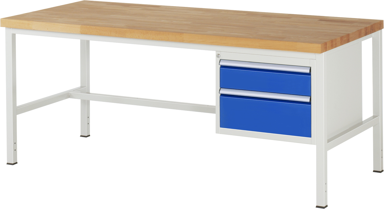 Werkbank Modell 8123, B 2000xT 900xH 840mm, Buche-Massiv-Platte 40mm