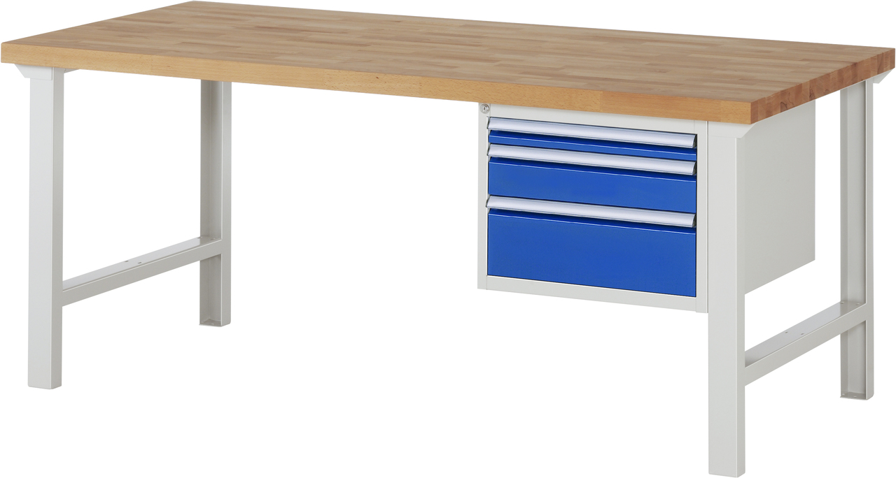 Werkbank Modell 7000, B 2000 x T 900 x H 840 mm, Buche-Massiv-Platte 40 mm