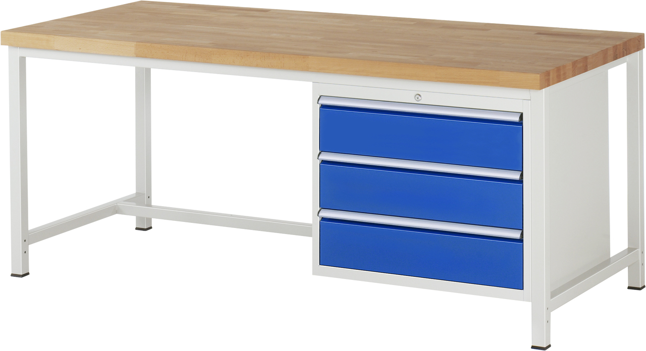 Werkbank Modell 8257, B 2000xT 900xH 840mm, Buche-Massiv-Platte 40mm