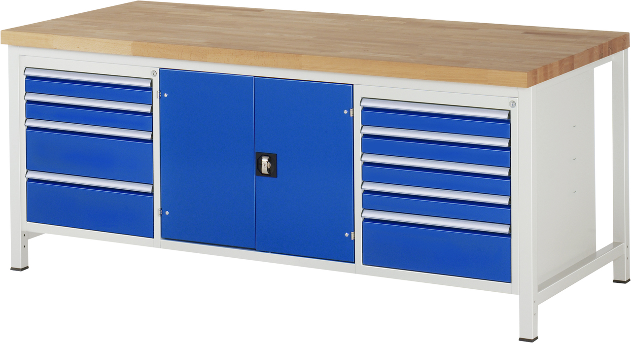 Werkbank Modell 8908, B 2000xT 900xH 840mm, Buche-Massiv-Platte 40mm