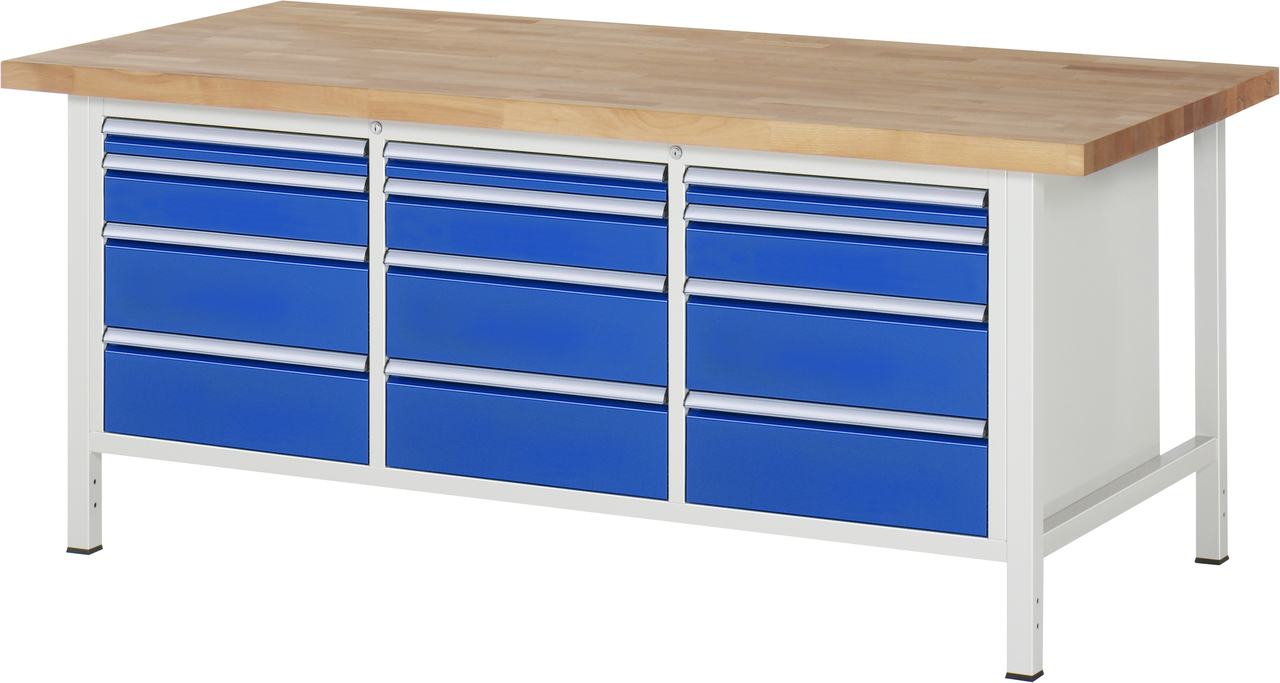 Werkbank Modell 8580, B 2000xT 900xH 840mm, Buche-Massiv-Platte 40mm