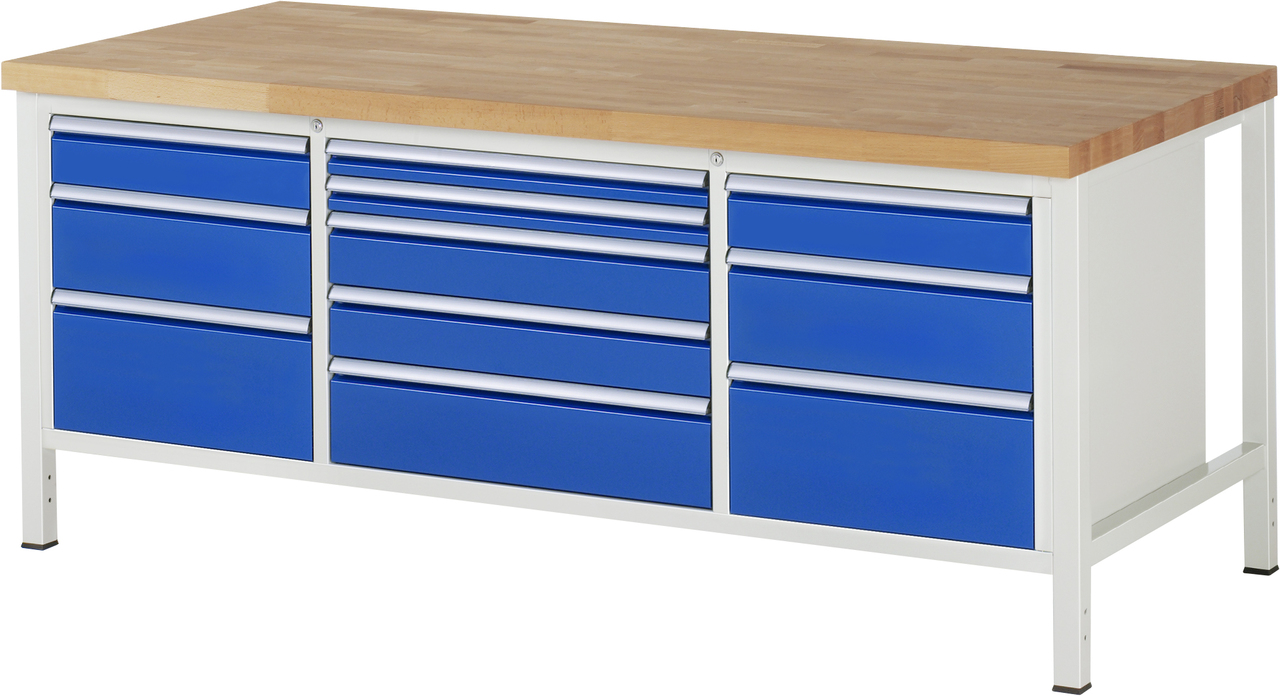 Werkbank Modell 8758, B 2000xT 900xH 840mm, Buche-Massiv-Platte 40mm