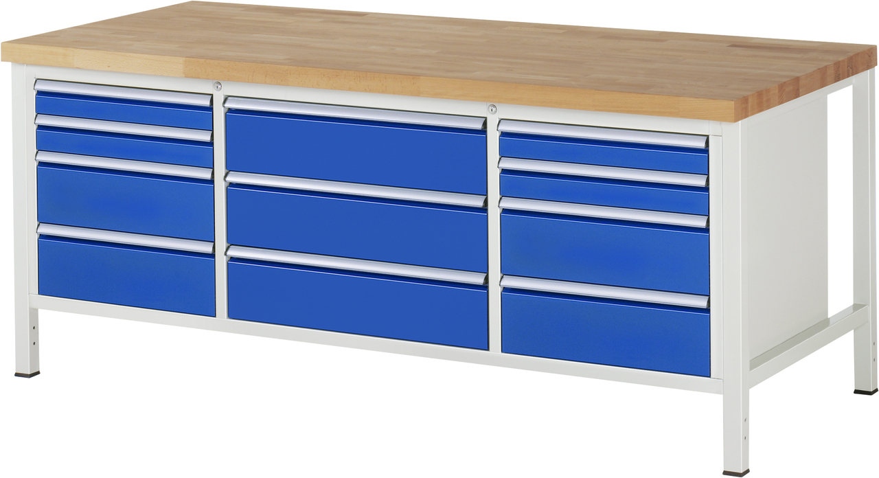 Werkbank Modell 8757, B 2000xT 900xH 840mm, Buche-Massiv-Platte 40mm