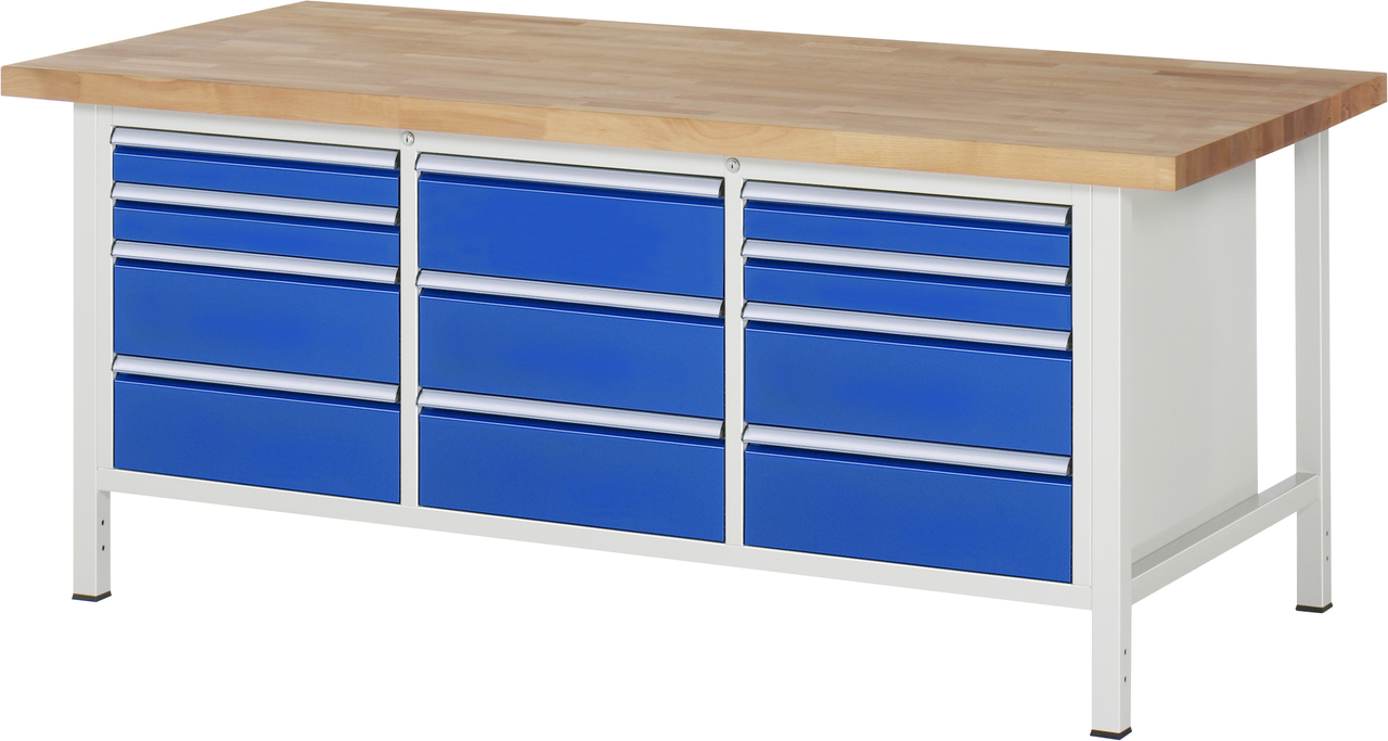 Werkbank Modell 8577, B 2000xT 900xH 840mm, Buche-Massiv-Platte 40mm