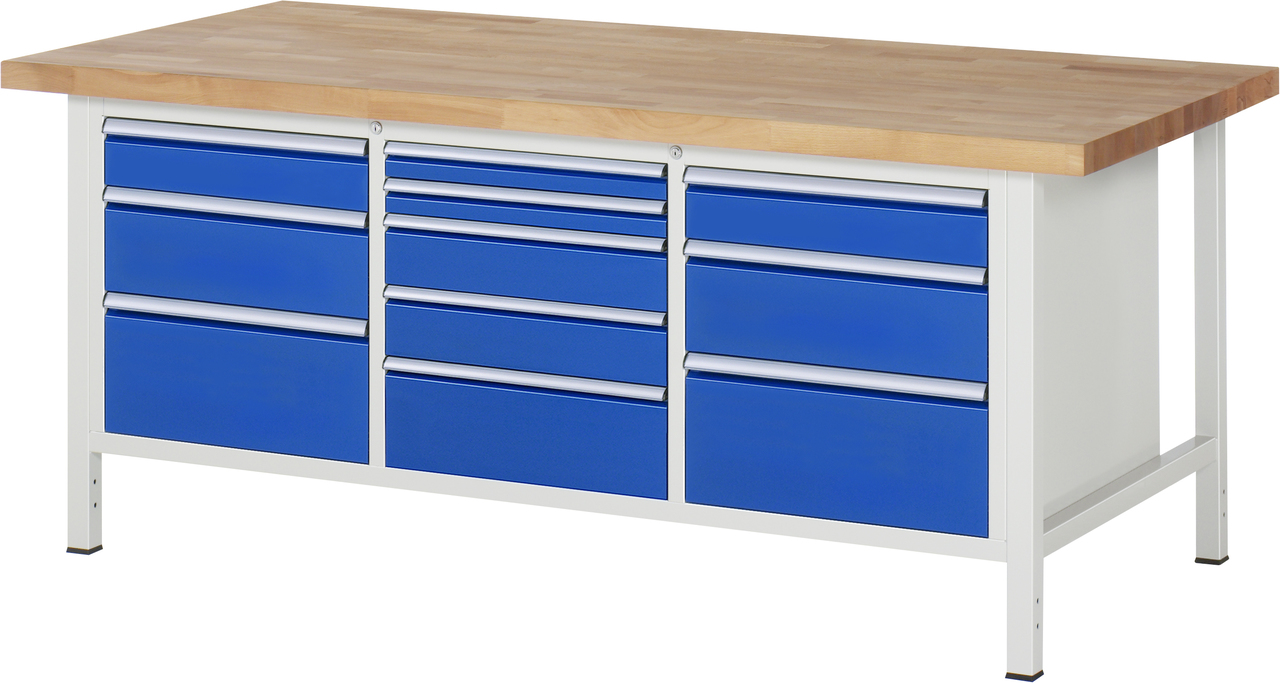 Werkbank Modell 8578, B 2000xT 900xH 840mm, Buche-Massiv-Platte 40mm