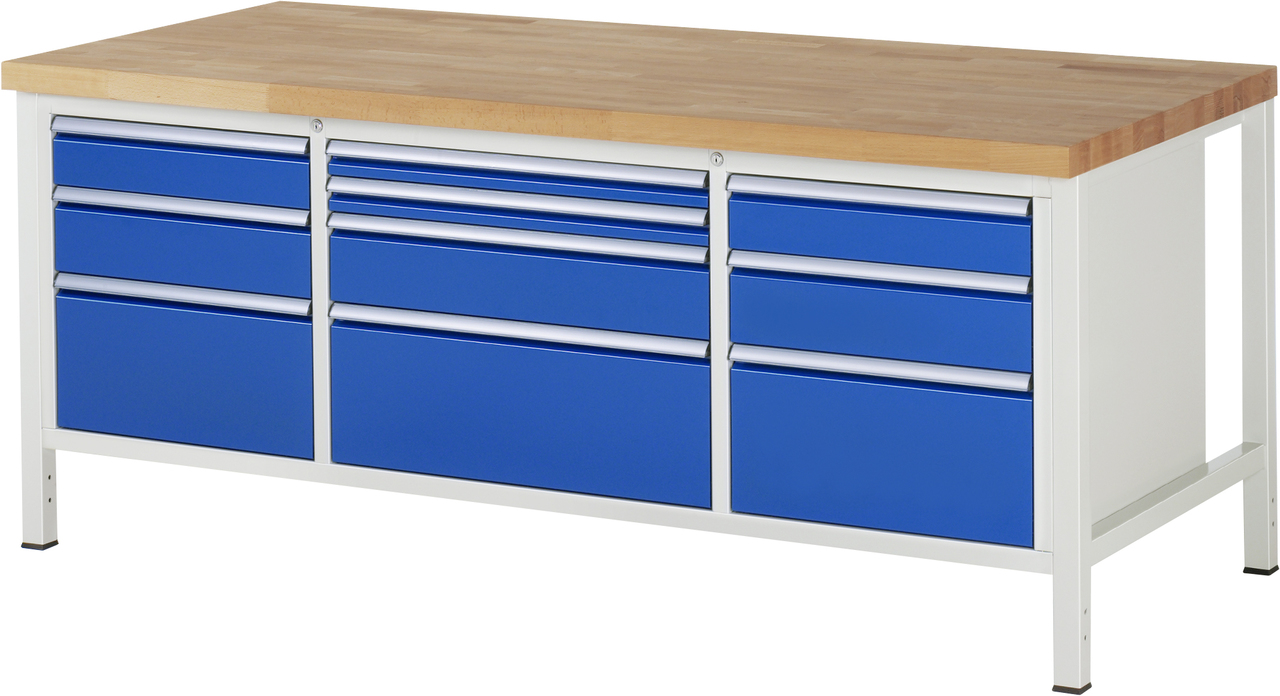 Werkbank Modell 8756, B 2000xT 900xH 840mm, Buche-Massiv-Platte 40mm