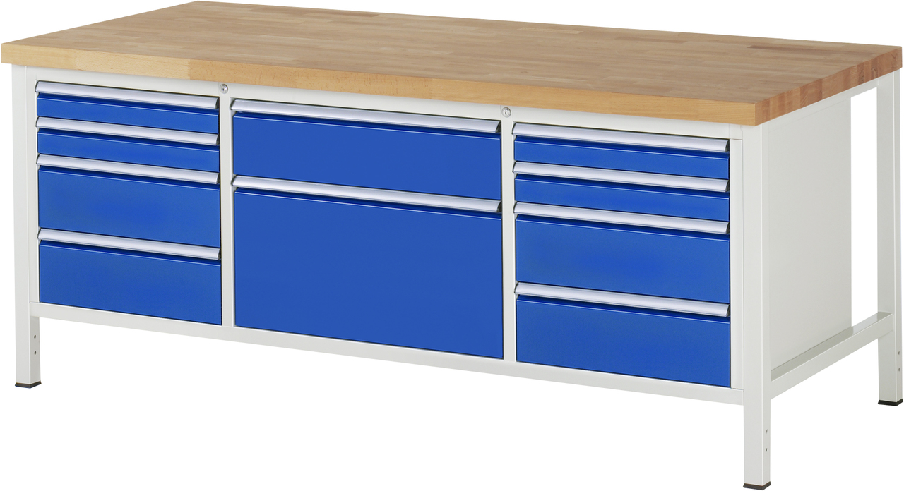 Werkbank Modell 8755, B 2000xT 900xH 840mm, Buche-Massiv-Platte 40mm