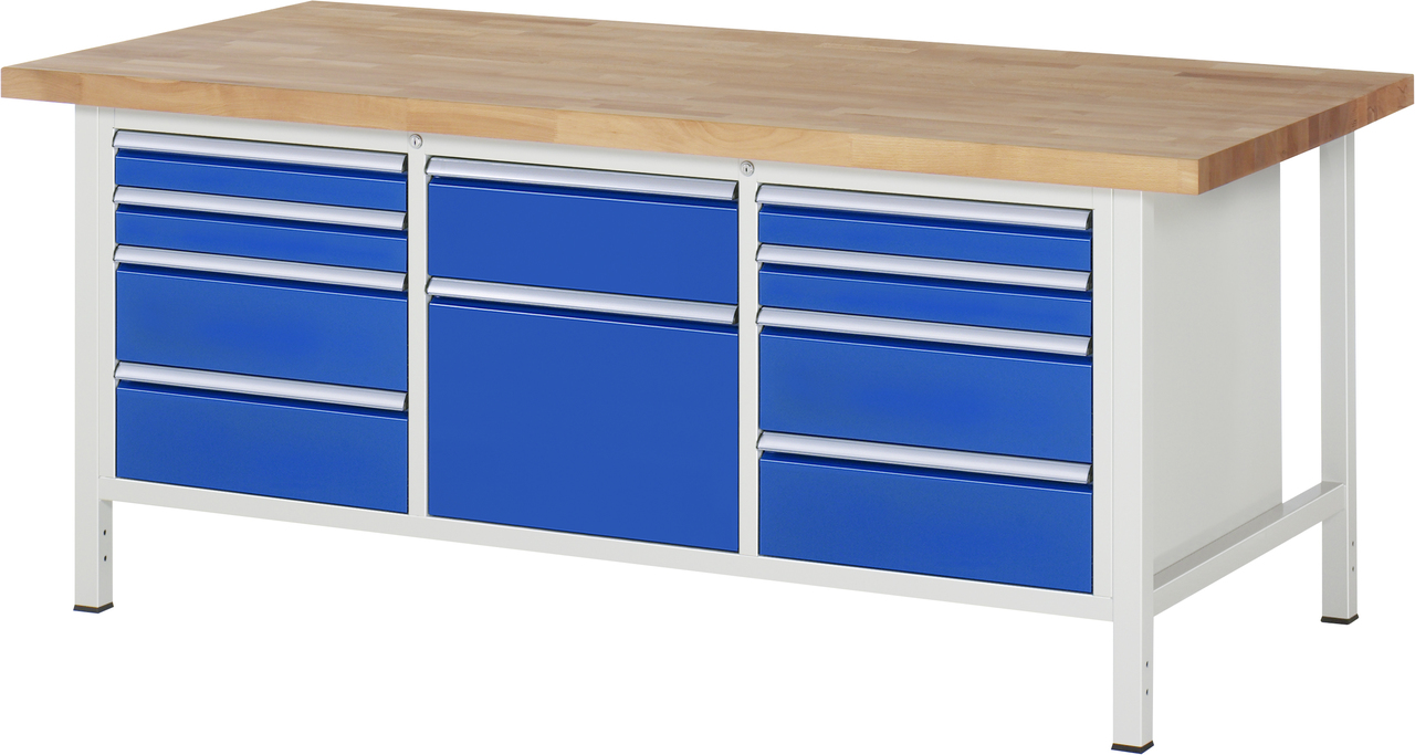 Werkbank Modell 8575, B 2000xT 900xH 840mm, Buche-Massiv-Platte 40mm