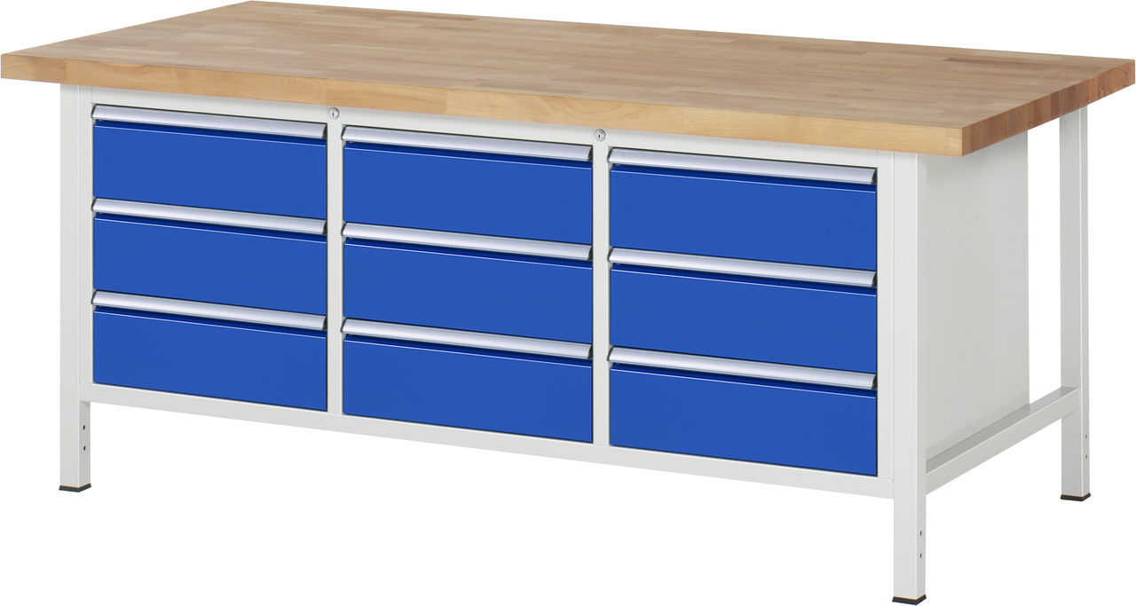 Werkbank Modell 8574, B 2000xT 900xH 840mm, Buche-Massiv-Platte 40mm