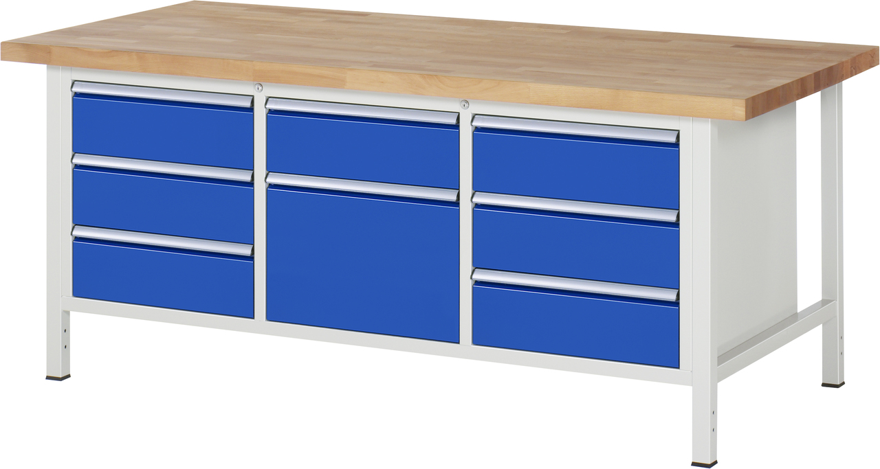 Werkbank Modell 8571, B 2000xT 900xH 840mm, Buche-Massiv-Platte 40mm