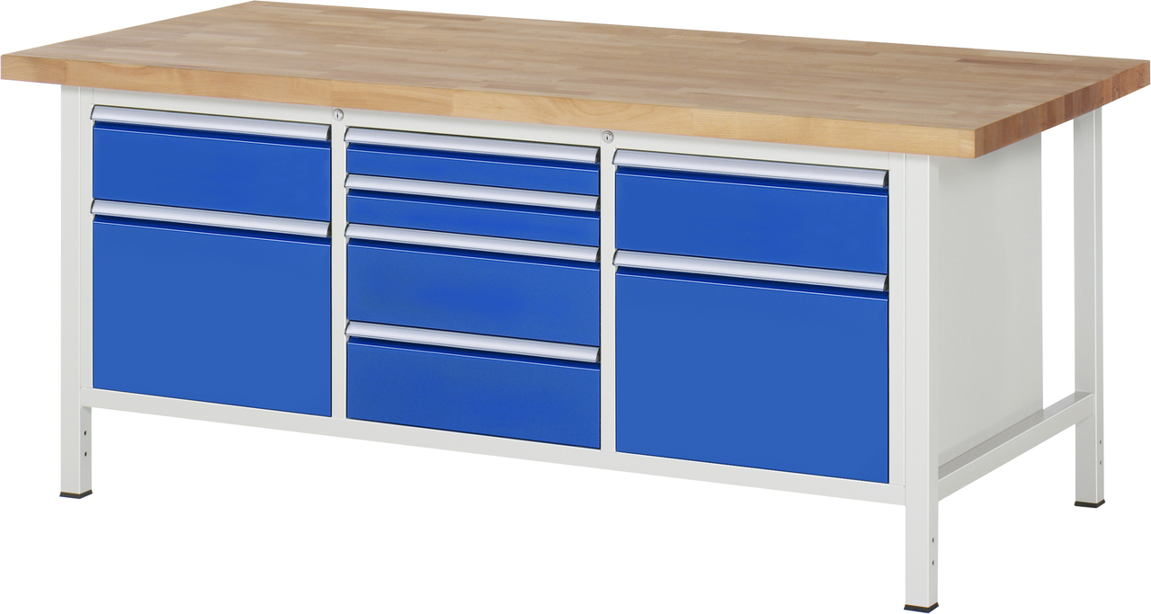 Werkbank Modell 8572, B 2000xT 900xH 840mm, Buche-Massiv-Platte 40mm