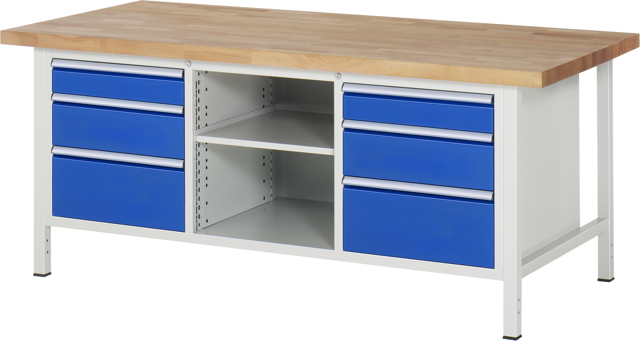 Werkbank Modell 8564, B 2000xT 900xH 840mm, Buche-Massiv-Platte 40mm