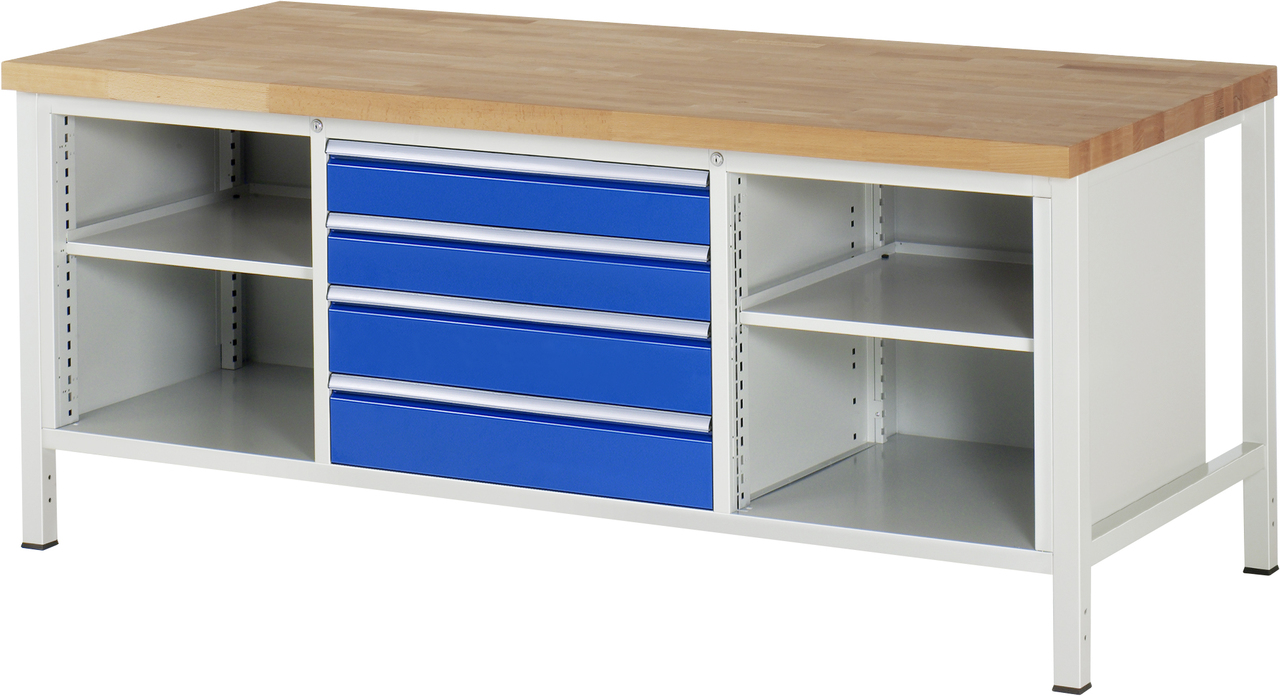 Werkbank Modell 8751, B 2000xT 900xH 840mm, Buche-Massiv-Platte 40mm