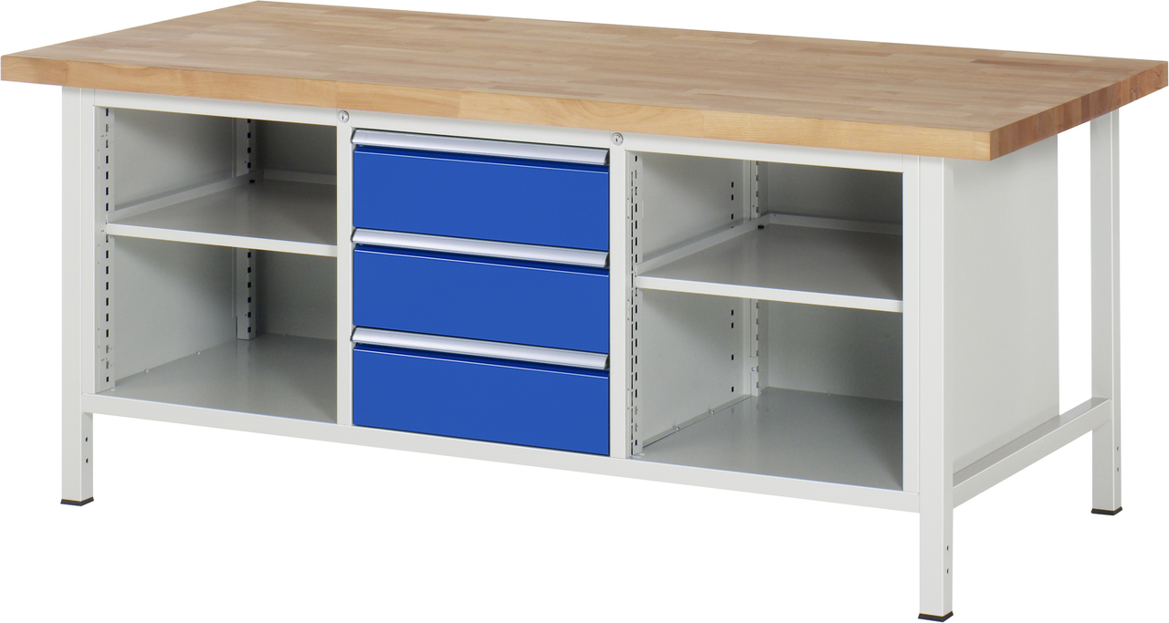 Werkbank Modell 8565, B 2000xT 900xH 840mm, Buche-Massiv-Platte 40mm