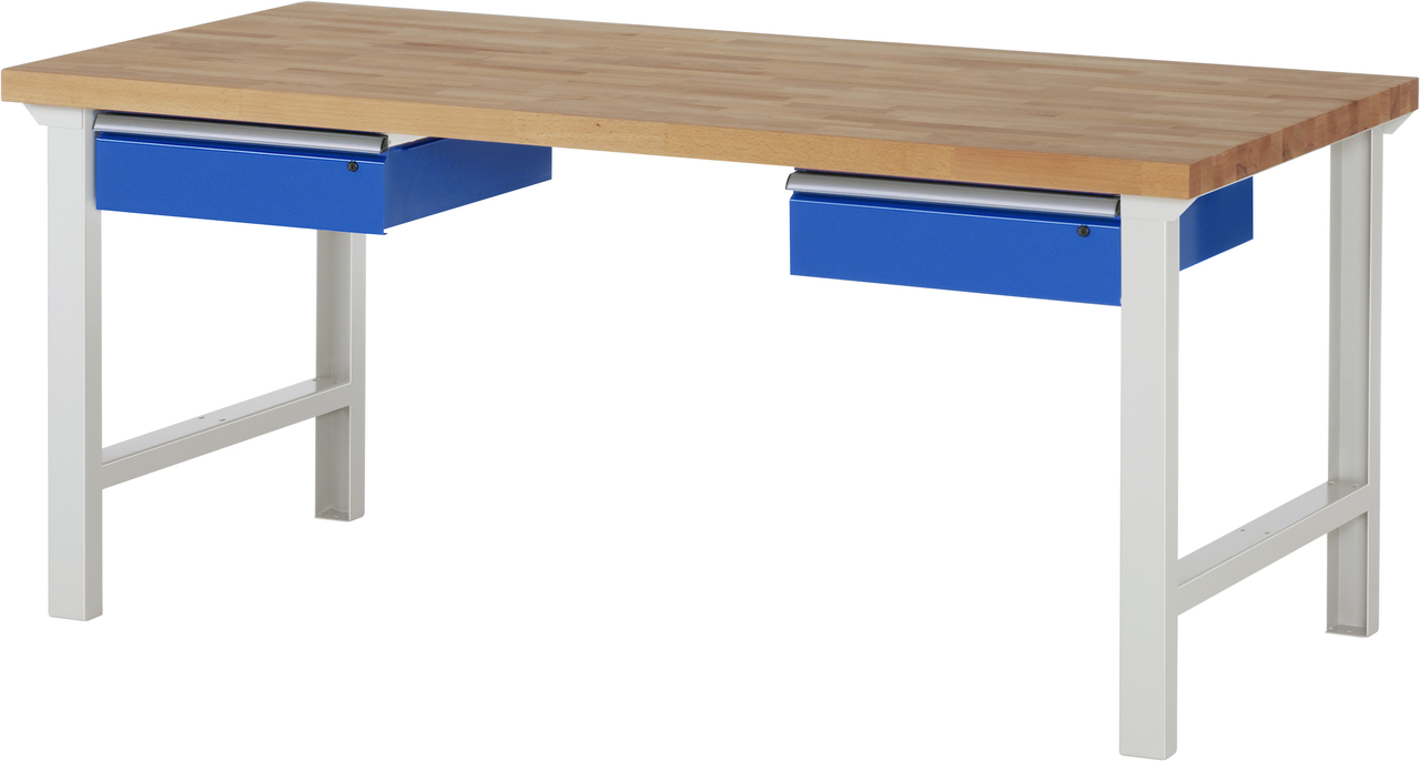 Werkbank Modell 7000, B 2000 x T 900 x H 790-1140 mm, Buche-Massiv-Platte 40 mm