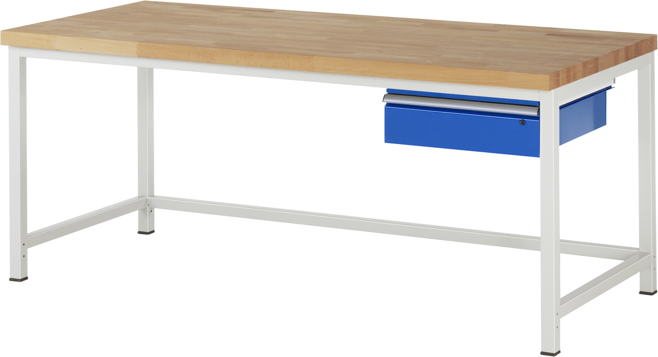 Werkbank verstellbare Höhe, B 2000xT 900xH 840-1040mm, Buche-Massiv-Platte 40mm