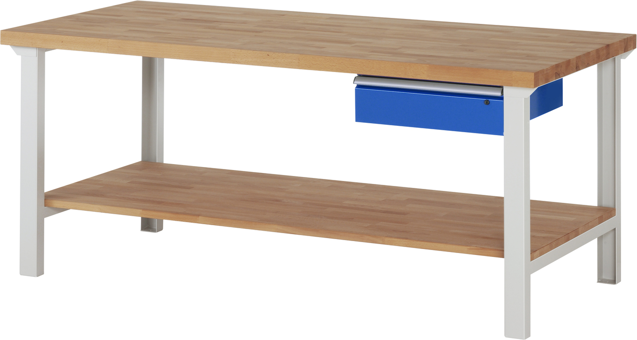 Werkbank Modell 7000, B 2000 x T 900 x H 790-1140 mm, Buche-Massiv-Platte 40 mm