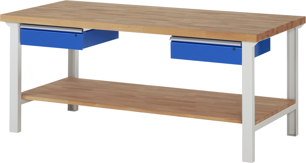 Werkbank Modell 7000, B 2000 x T 900 x H 790-1140 mm, Buche-Massiv-Platte 40 mm