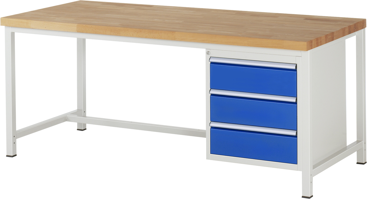 Werkbank Modell 8157, B 2000xT 900xH 840-1040mm, Buche-Massiv-Platte 40mm