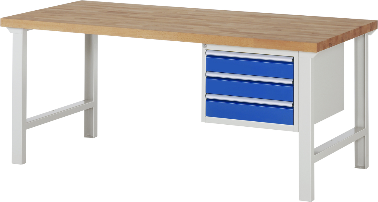 Werkbank Modell 7000, B 2000 x T 900 x H 790-1140 mm, Buche-Massiv-Platte 40 mm