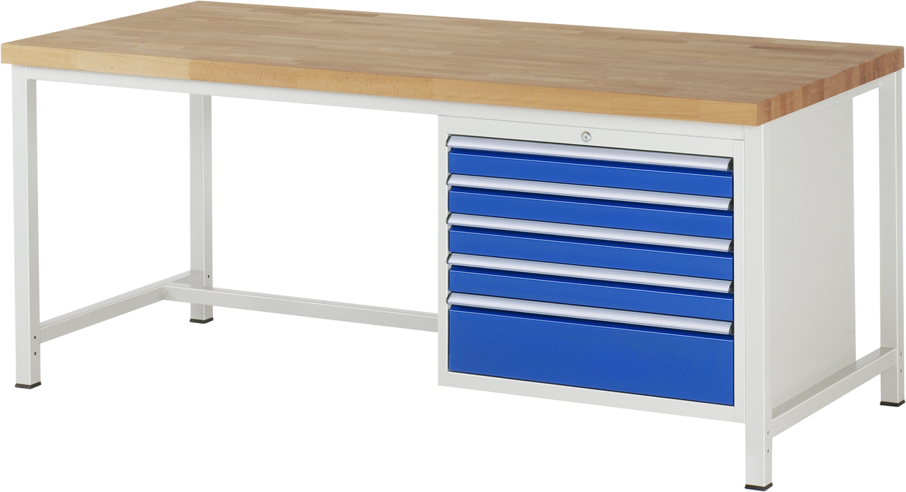 Werkbank Modell 8268, B 2000xT 900xH 840-1040mm, Buche-Massiv-Platte 40mm