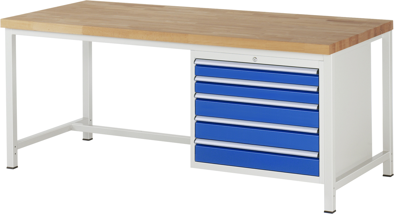 Werkbank Modell 8271, B 2000xT 900xH 840-1040mm, Buche-Massiv-Platte 40mm