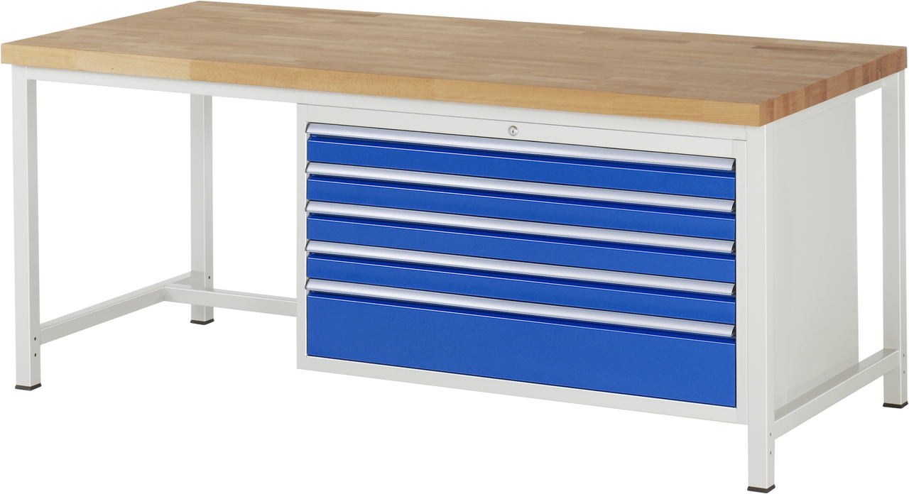 Werkbank Modell 8368, B 2000xT 900xH 840-1040mm, Buche-Massiv-Platte 40mm