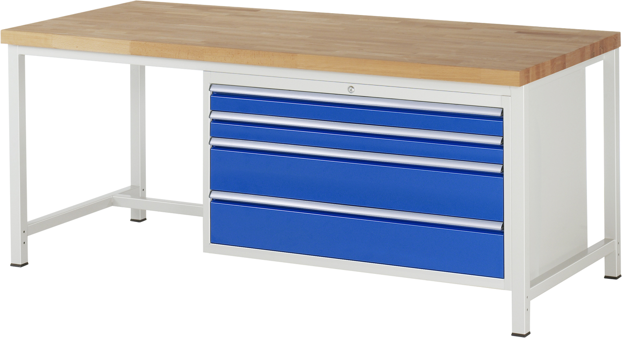 Werkbank Modell 8361, B 2000xT 900xH 840-1040mm, Buche-Massiv-Platte 40mm