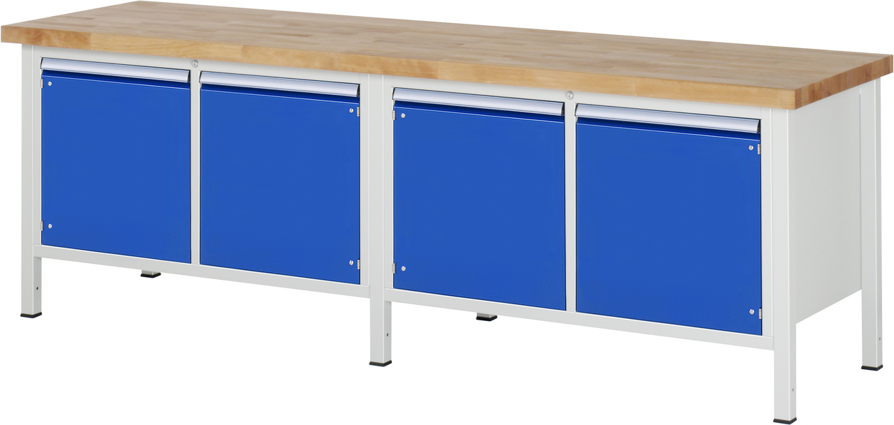 Werkbank Modell 8465, B 2500xT 700xH 840mm, Buche-Massiv-Platte 40mm