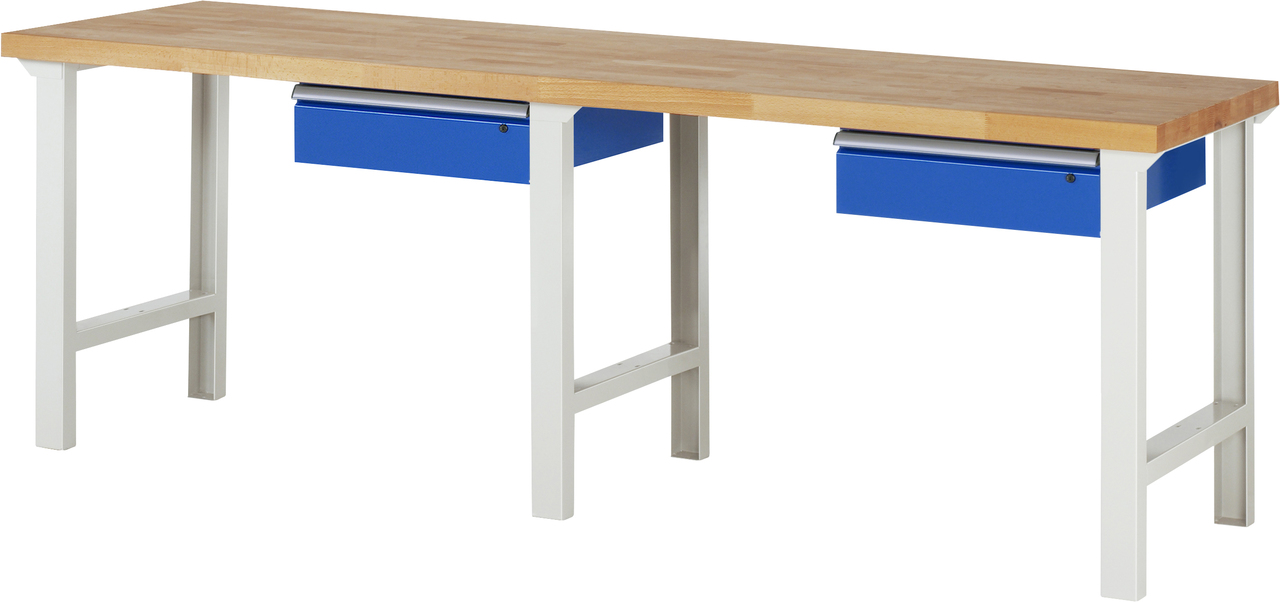 Werkbank Modell 7000, B 2500 x T 700 x H 790-1140 mm, Buche-Massiv-Platte 40 mm