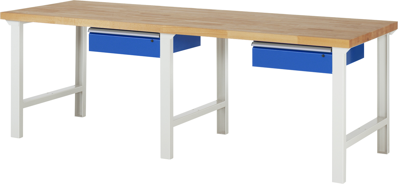 Werkbank Modell 7002, B 2500 x T 900 x H 840 mm, Buche-Massiv-Platte 40 mm