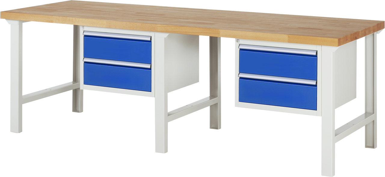 Werkbank Modell 7000, B 2500 x T 900 x H 840 mm, Buche-Massiv-Platte 40 mm