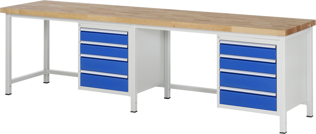Werkbank Modell 8162, B 3000xT 700xH 840mm, Buche-Massiv-Platte 40mm