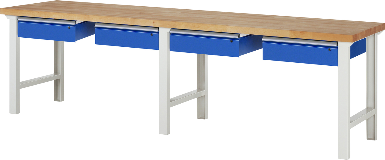 Werkbank Modell 7002, B 3000 x T 700 x H 840 mm, Buche-Massiv-Platte 40 mm