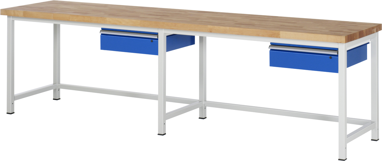 Werkbank fixe Höhe, B 3000xT 700xH 840mm, Buche-Massiv-Platte 40mm