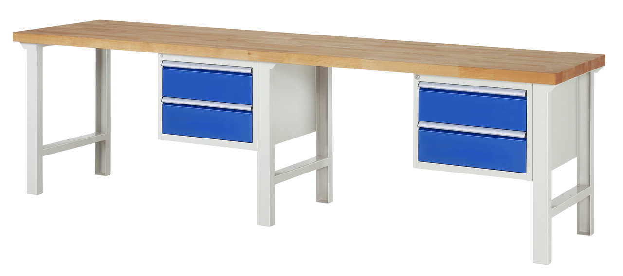 Werkbank Modell 7000, B 3000 x T 700 x H 840 mm, Buche-Massiv-Platte 40 mm