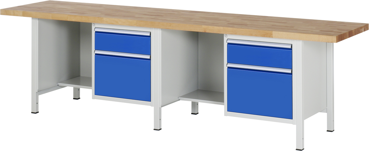 Werkbank Modell 8451, B 3000xT 700xH 840mm, Buche-Massiv-Platte 40mm