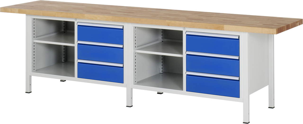 Werkbank Modell 8462, B 3000xT 700xH 840mm, Buche-Massiv-Platte 40mm