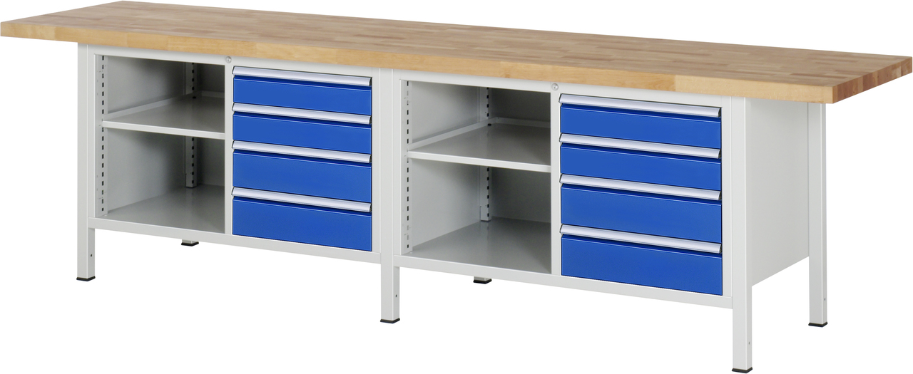 Werkbank Modell 8463, B 3000xT 700xH 840mm, Buche-Massiv-Platte 40mm