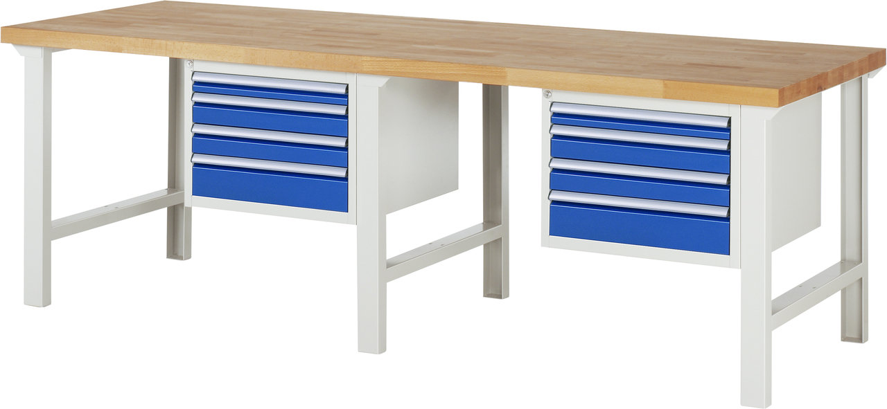 Werkbank Modell 7000, B 2500 x T 900 x H 790-1140 mm, Buche-Massiv-Platte 40 mm