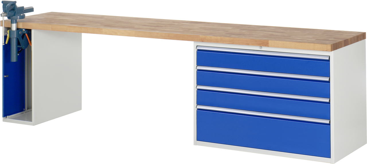 Werkbank Modell 7710, B 3000xT 700xH 840mm, Buche-Massiv-Platte 40 mm