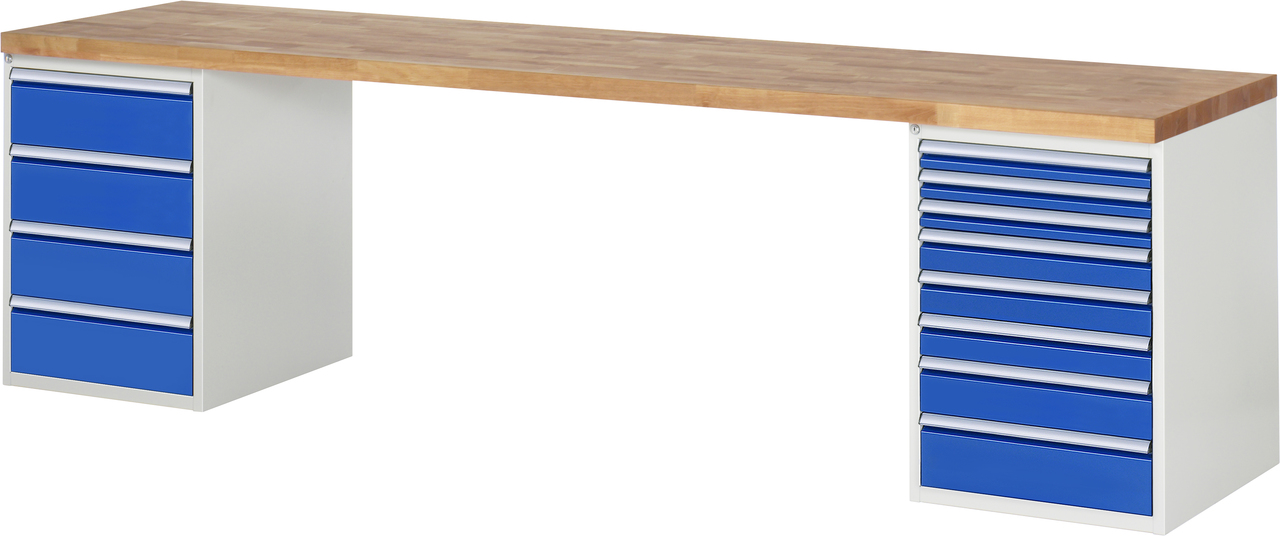 Werkbank Modell 7822, B 3000xT 700xH 840mm, Buche-Massiv-Platte 40 mm