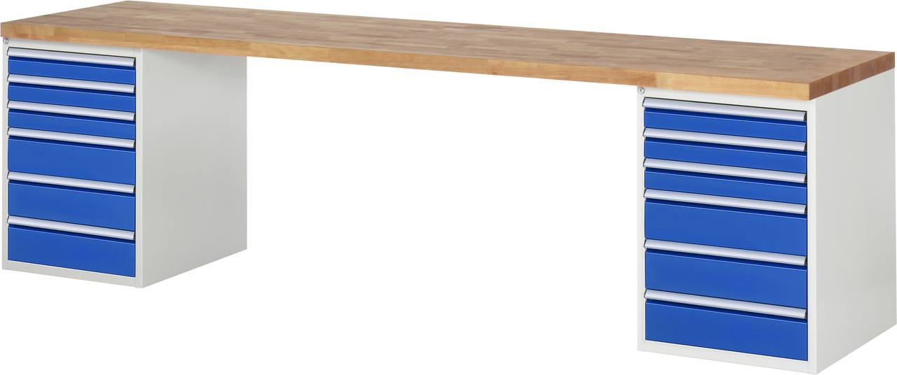 Werkbank Modell 7515, B 3000 x T 700 x H 840 mm, Buche-Massiv-Platte 40 mm