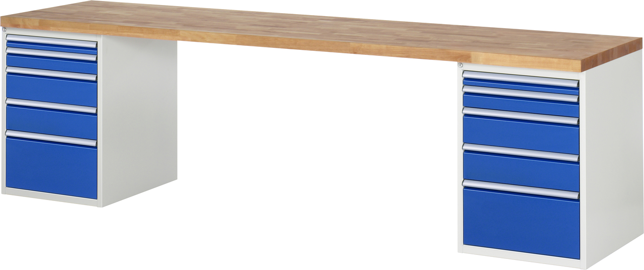 Werkbank Modell 7511, B 3000 x T 700 x H 840 mm, Buche-Massiv-Platte 40 mm